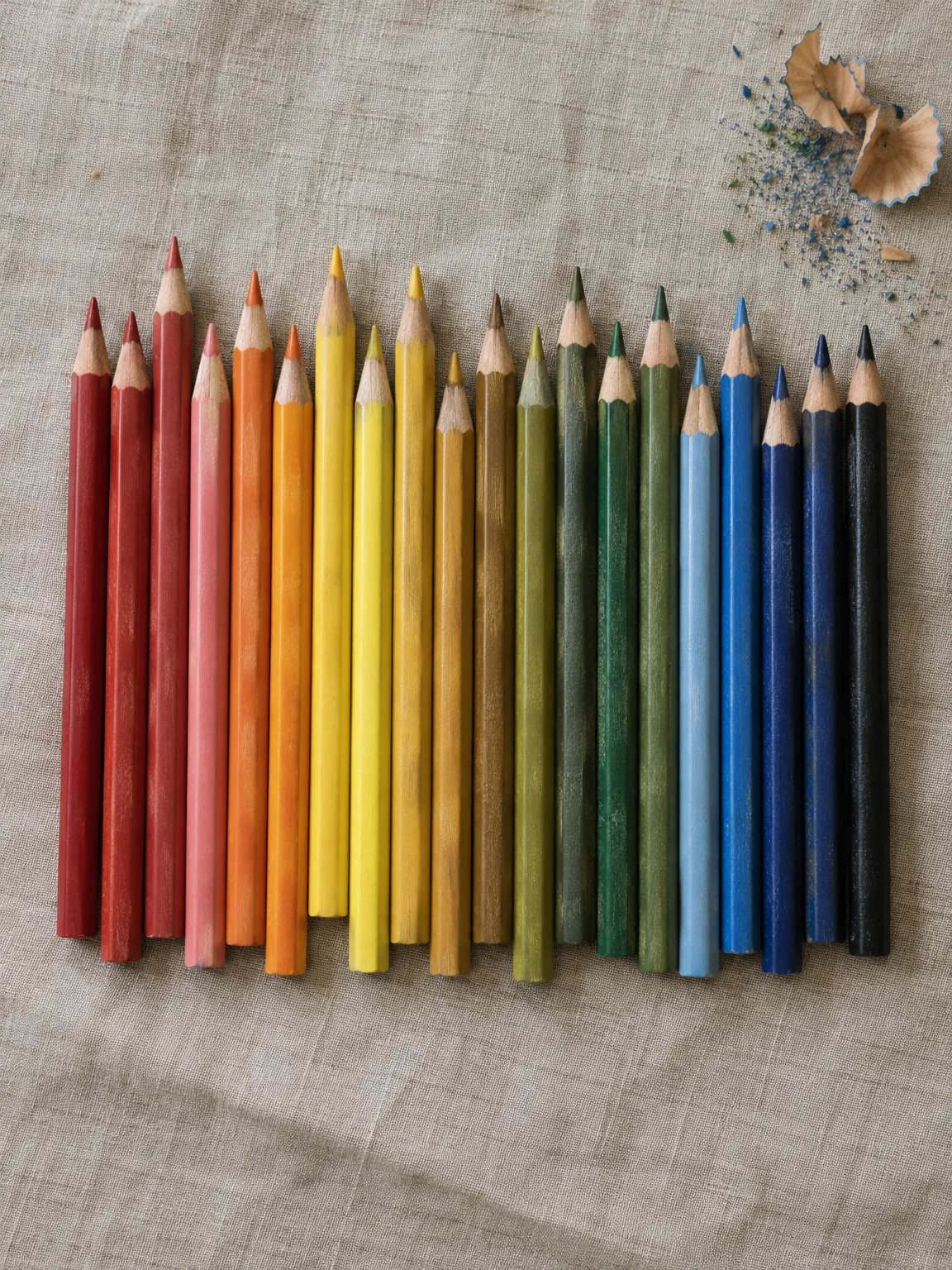 Lápices de color Valarte ordenados por tono